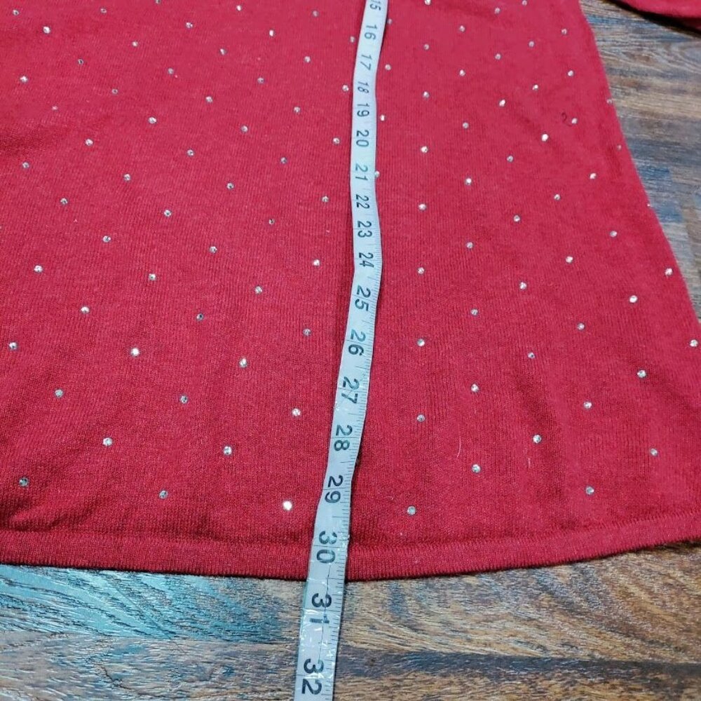 NIC+ZOE Relaxed Bling Rhinestone Studded V-Neck Long Sleeve Sweater Size Large - Picture 12 of 12